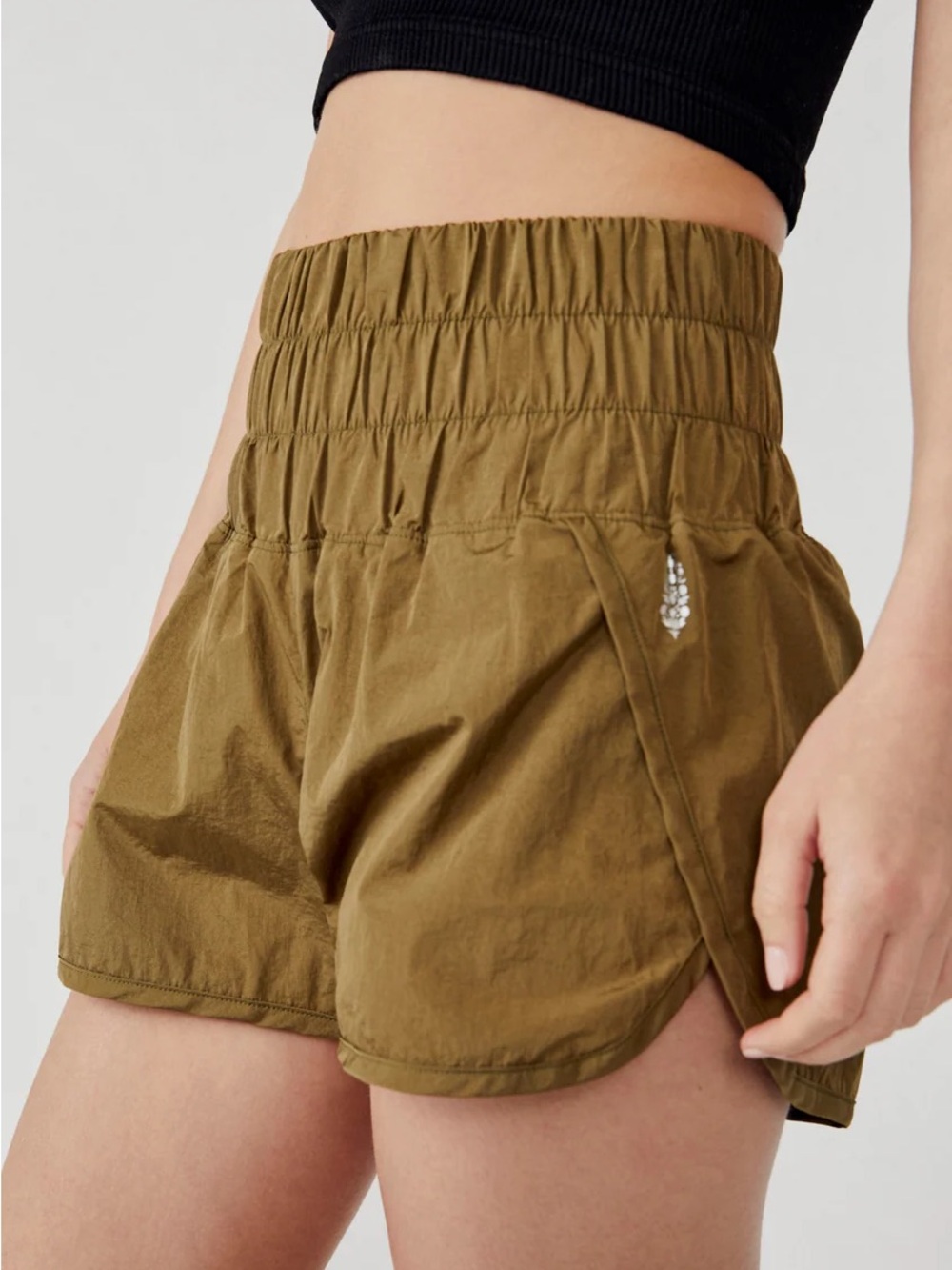 Free People The Way Home Olive Green Women's Elastic Waist Athletic Shorts